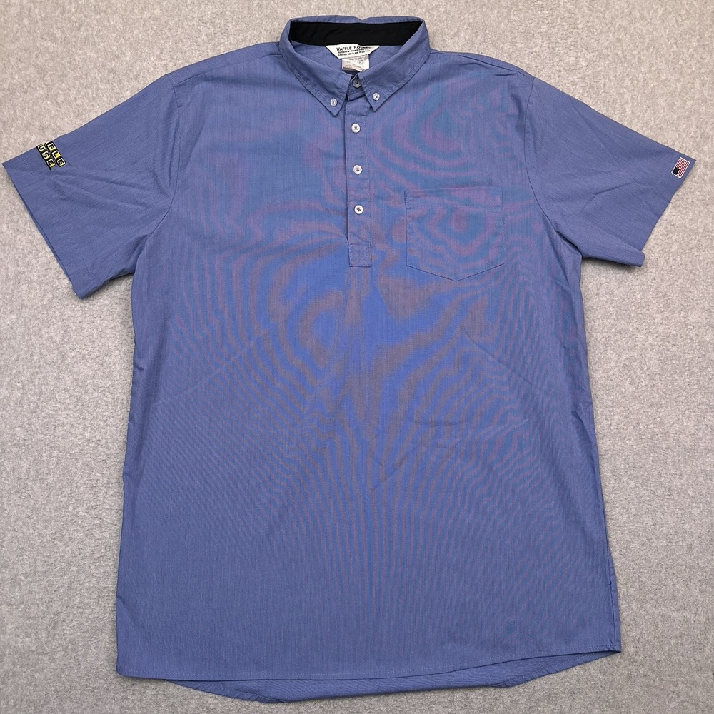 Waffle House Employee Shirt Men's‎ Large Blue Collared Polo Flag Cook Waiter